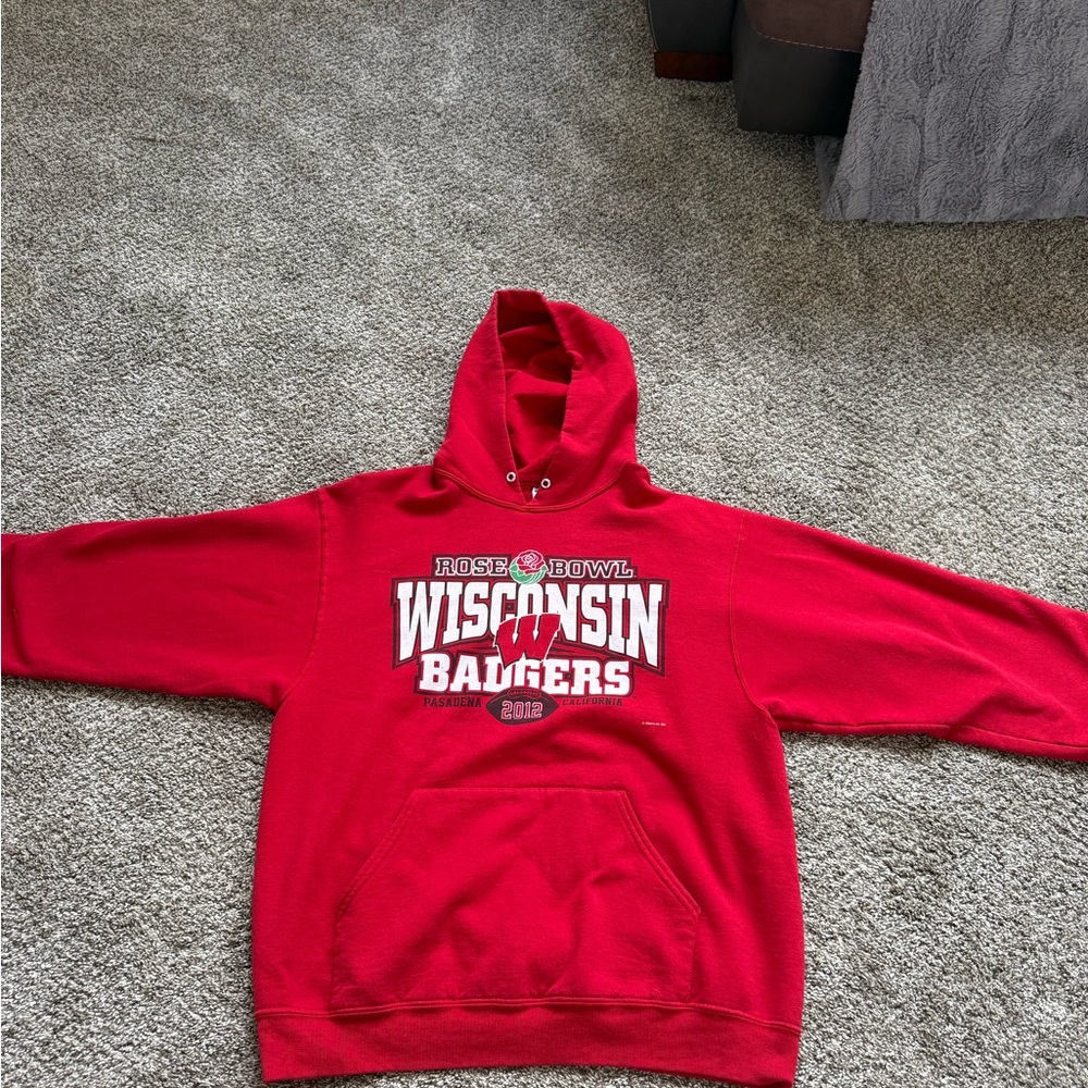Jerzees Red Wisconsin Hoodie